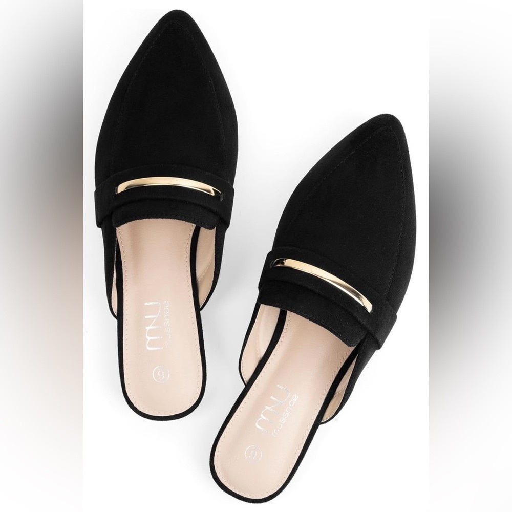 NEW Mules for Woman Pointed Toe Women's Bukle Mule Flat Slip-on Shoes NEW